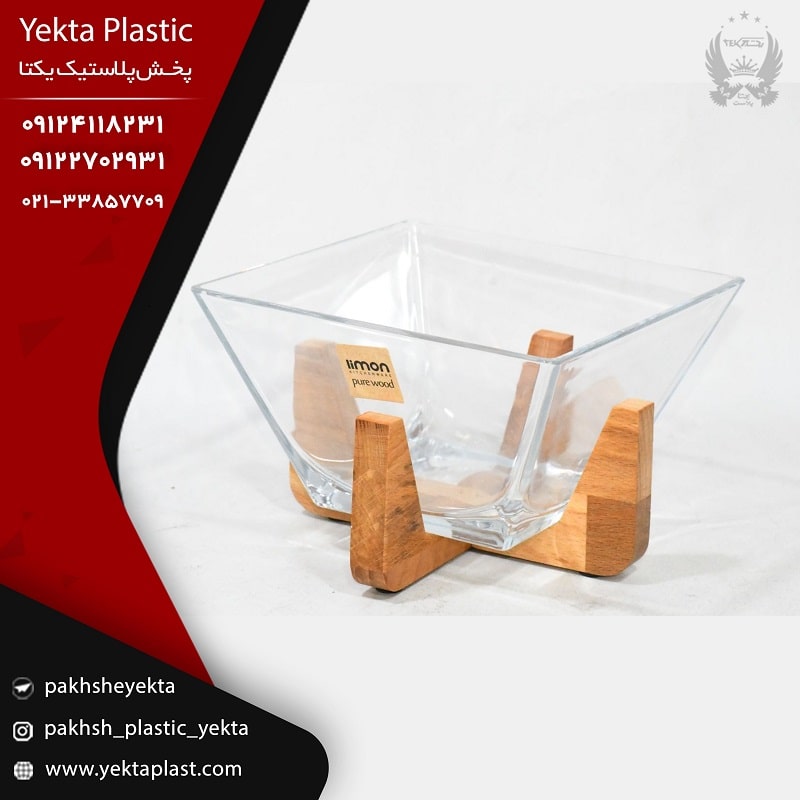 پخش عمده ظرف سرو چهارگوش پایه چوب لیمون