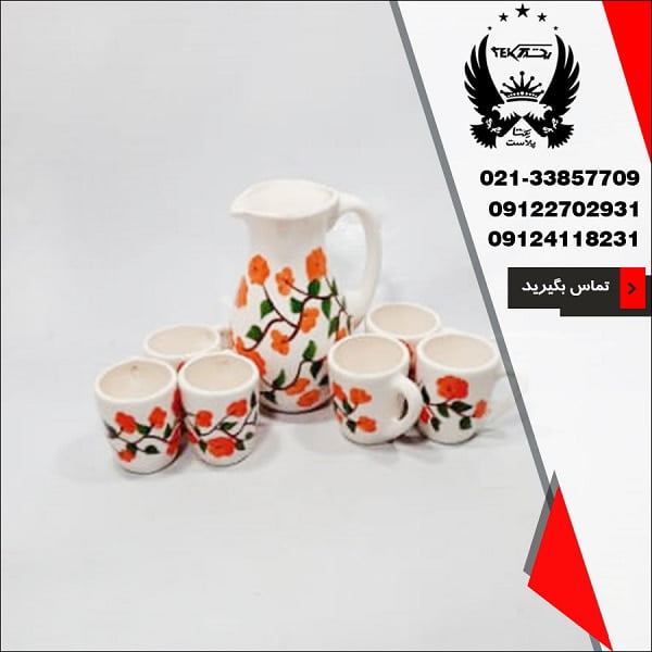 پخش عمده پارچ و لیوان سفالی گلدار
